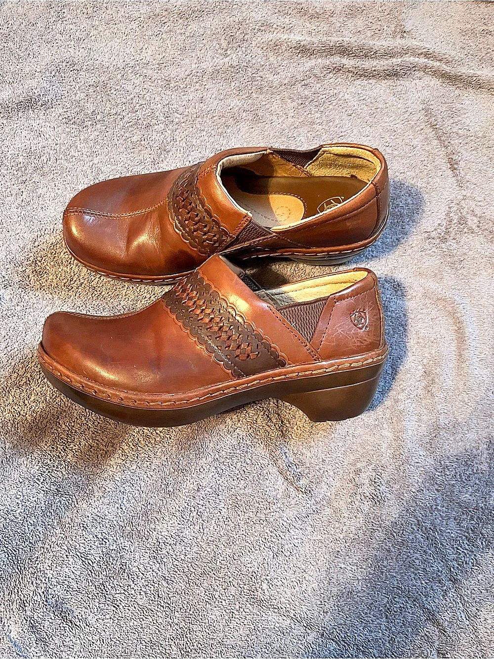 Ariat Womens Leather Mule/Clogs Woven Detail 7.5